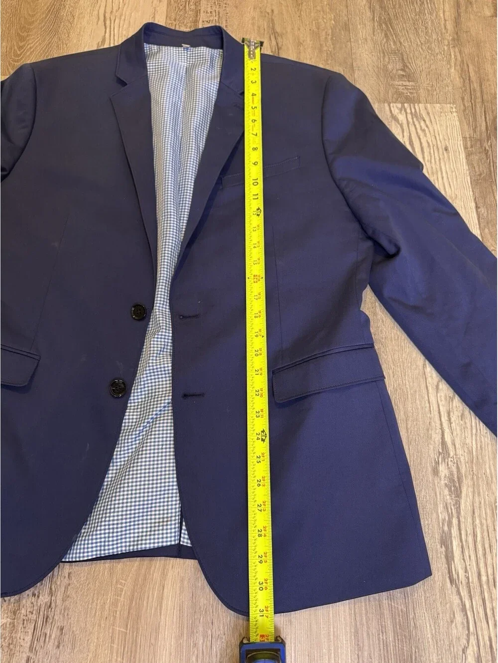 Express Photographer Men’s 42R Fitted Blue Blazer Cotton Stretch 2 Button